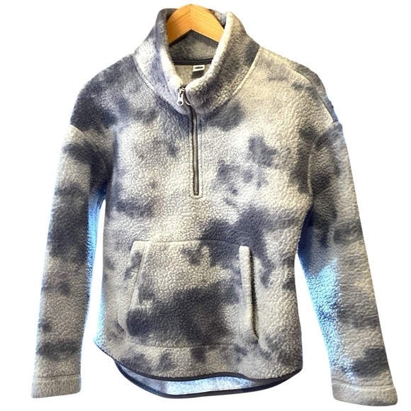 Old Navy Cozy Sherpa Half-Zip Sweatshirt Cool Tie Dye MEDIUM Style 630696 - Picture 1 of 9
